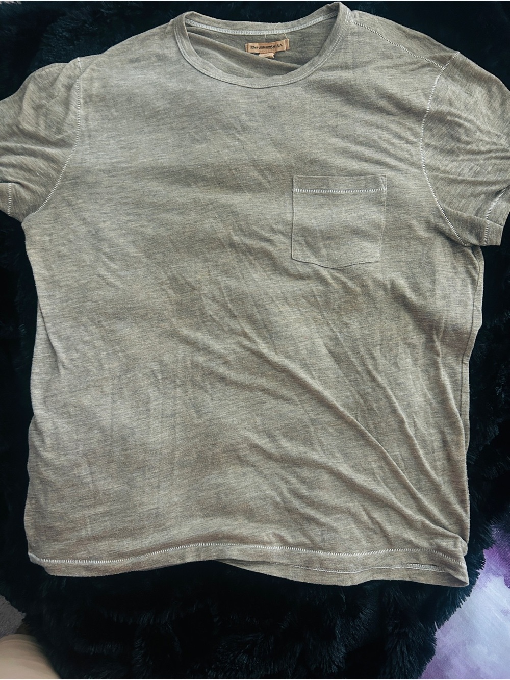 John Varvatos USA Casual Men's Heather sand/beige Pocket Tee